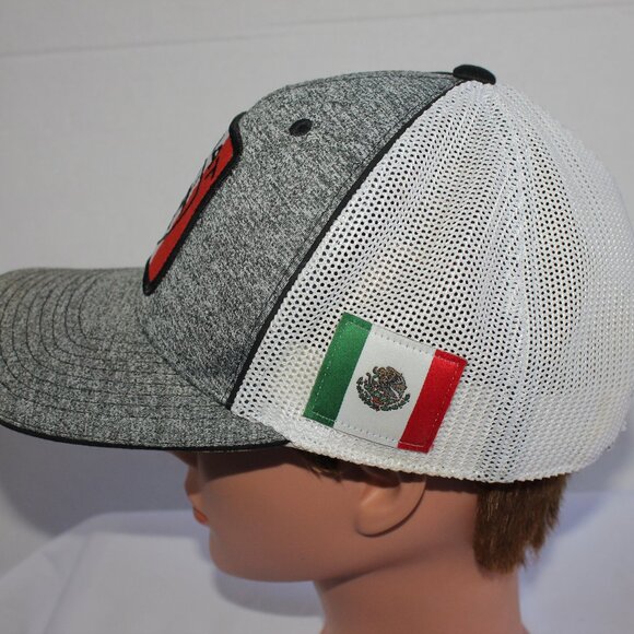 Ariat Men's Flexfit 110 Mexican Flag Gray Trucker Hat Cap One Size Snapback - Picture 2 of 12
